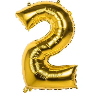 Boland Ballon chiffre en aluminium - NO NAME - Chiffre 2 - Or - 86 cm - Décoration anniversaire pas cher