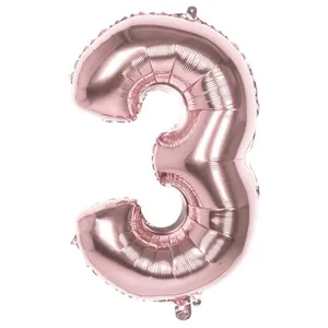 Boland Ballon Mylar Rose Cuivré Chiffre 3 Multicolor pas cher