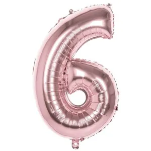 Boland Ballon Chiffre 6 - Rue de la Fête - Rose Cuivré - Aluminium - Gonflable à l'hélium - 86 cm pas cher