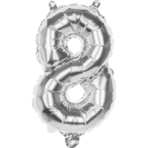 Boland - Folieballon '8' zilver (36 cm) 8 - Zilver - Cijfer ballon pas cher