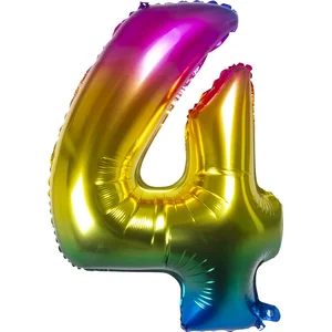 Boland - Folieballon '4' regenboog (86 cm) 4 - Multi - Cijfer ballon pas cher