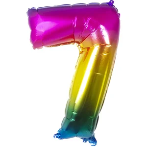 Boland - Folieballon '7' regenboog (86 cm) 7 - Multi - Cijfer ballon pas cher