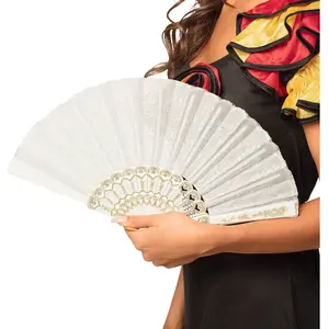 Comparateur de prix : Eventail en tissu brodé blanc - BOLAND - Granada - Femme - Adulte