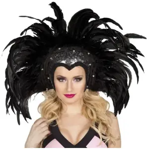 Boland Coiffe brésilienne à plumes noires - Accessoire de déguisement - Mixte