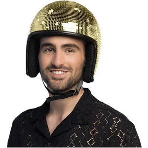 Boland - Helm Disco goud Goud - 61 - Volwassenen - Unisex - Carnaval - Foute party - Themafeest pas cher