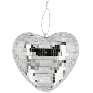 Boland Boule disco COEUR facettes Argent 19cm (coeur Argent) pas cher