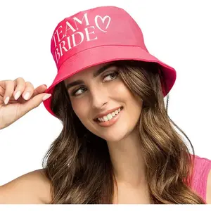 Boland - Bucket hat 'Team bride' Roze - 58 - Volwassenen - Vrouwen - Bride-to-Be - Bruiloft pas cher
