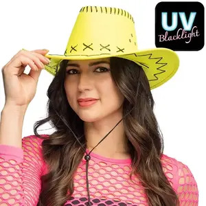 Boland - Hoed cowboy Savanne neongeel Neon,Geel - 58 - Volwassenen - Unisex - Festival - UV Blacklight