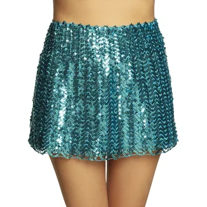 Boland - Minirokje Sequins - Blauw - One size - Volwassenen - Showgirl pas cher