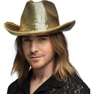 Boland - Hoed Groovy goud Goud - 59 - Volwassenen - Unisex - Cowboy - Disco - Festival - Carnaval - Themafeest pas cher