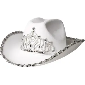 Comparateur de prix : Boland Chapeau princesse cowboy blanc femme - GENERIQUE - Accessoire de mode - Argent - Tour de tête 57cm