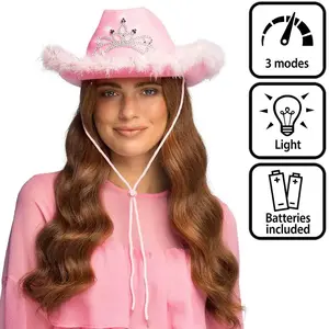 Boland - LED hoed Blush bandit Roze - 58 - Volwassenen - Unisex - Festival - met LED lampjes