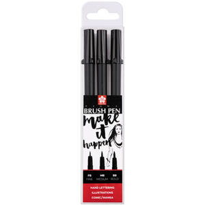 Sakura Pigma Penseel Pen Set, 3 x FB MB BB pas cher