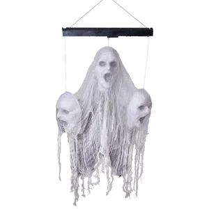 Halloween decoratie 3 zwevende hoofden met licht, geluid en bewegingVendu parbol