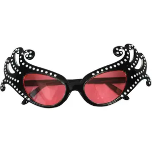 Lunettes - Noir et perles - Strass rose - Accessoire de star pas cher