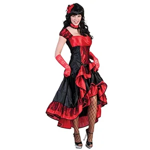Déguisement Cabaret Saloon Femme Rouge et Noir en Dentelle - Taille XLVendu parbol