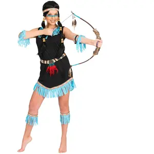 Espa Indiaan kostuum met blauwe franjes voor vrouwen - Volwassenen kostuumsVendu parbol