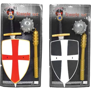 Funny Fashion Ridderset 3-delig - nepzwaard, schild en nepknots - Verkleedaccessoire - Assorti - Wit - ZwartVendu parbol