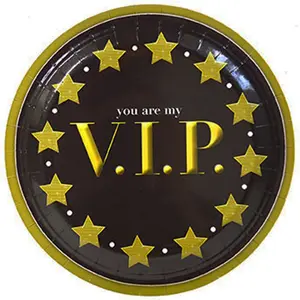 ESPA - 8 VIP kartonnen borden 23 cm zwart en goud