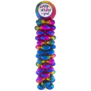 Support avec 16 ballons aluminium Happy Birthday pas cher
