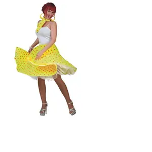 Funny Fashion Verkleedpak rok en sjaal neon geel (met rode stippen) Rock 'N Roll Skirt Neon Yellow OnesizeVendu parbol
