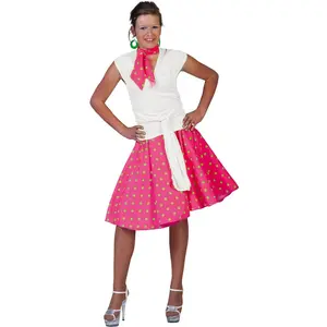 Jupe Rock'N Roll Rose Pois Verts - Taille : Unique pas cher