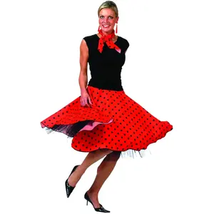 Comparateur de prix : Funny Fashion Verkleedpak rok en sjaal rood (met zwarte stippen) Rock 'N Roll Skirt Red Onesize