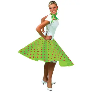 Funny Fashion Verkleedpak rok en sjaal groen (met rode stippen) Rock 'N Roll Skirt Neon Green OnesizeVendu parbol