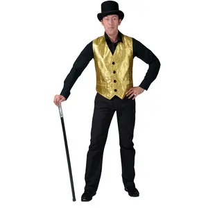 Funny Fashion Verkleedpak disco glitter vest goud man Show Biz Vest Gold 52-54Vendu parbol