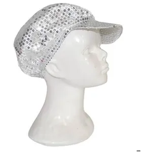 Casquette Disco Paillettes - Argent - Adulte pas cher