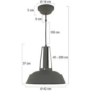 Hanglamp Mexlite Eden - Grijs - Retro - Industrieel - Eetkamer - Horec... pas cher