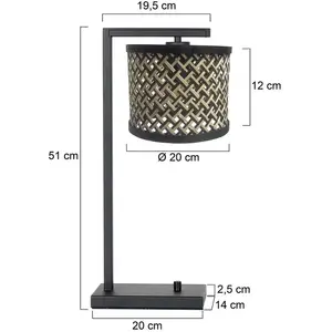 Steinhauer - lampe de table - Stang - noir - bambou métal - lampe pas cher