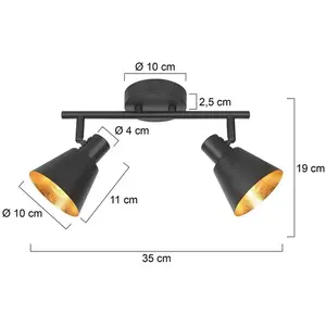 Spot - Oeroe - noir - métal - spot en saillie - E14 - - Mexlite pas cher
