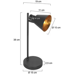 Lampe de table - Oeroe - noir - métal - lampe de bureau - Mexlite pas cher
