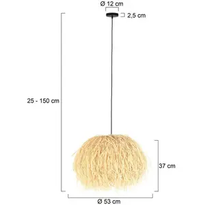 Anne Lighting hanglamp Grass - naturel - gras - 53 cm - E27 fitting - ... pas cher
