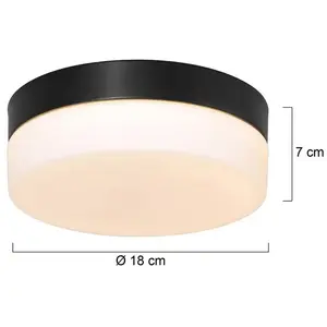 Steinhauer - Plafondlamp Ikaro Ø 18 cm IP44 zwart pas cher