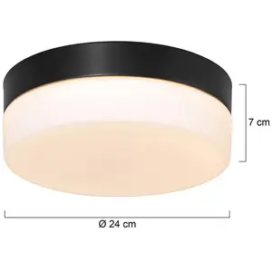 Steinhauer - Plafondlamp Ikaro Ø 24 cm IP44 zwart pas cher