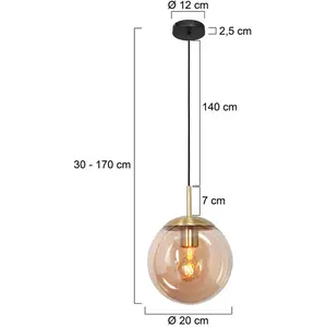 Steinhauer - suspension - Bollique led - ambre - verre métal - ø pas cher