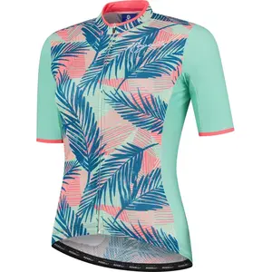 Rogelli Leaf Fietsshirt - Korte Mouwen - Dames - Mint, Coral - Maat XL pas cher