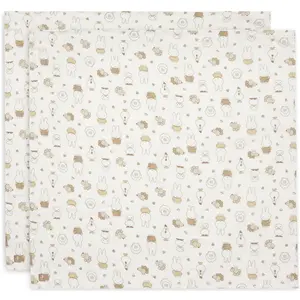 Jollein Lot de 2 maxi-langes en gaze de coton Miffy Family Farm (115 x 115 cm) pas cher