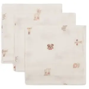 Jollein Lot de 3 mini langes en gaze de coton Animal Friends (31 x 31 cm) pas cher