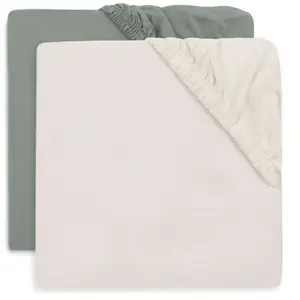 Jollein Lot de 2 draps housses en jersey Sea Green-Ivory (40 x 80 cm) pas cher