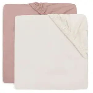 Jollein Lot de 2 draps-housses en jersey Wild Rose-Ivory (70 x 140 cm) pas cher