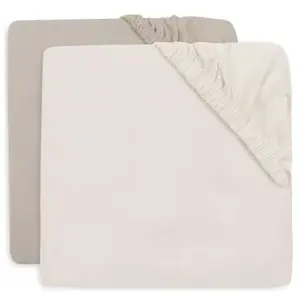 Jollein Lot de 2 draps housses en jersey Oatmeal-Sand (60 x 120 cm) pas cher