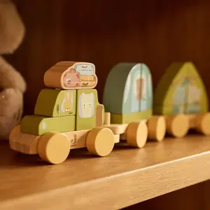 Jollein Train de construction en bois Jollies Camping pas cher