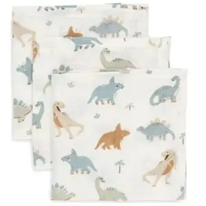 Jollein 537-848-67100 Roarsome Lot de 3 bavoirs en mousseline 31 x 31 cm pas cher