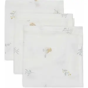 Jollein Lot de 3 mini langes en gaze de coton Lovely Birds (31 x 31 cm) pas cher