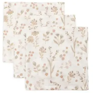 Jollein Lot de 3 mini langes en gaze de coton Bloomy (31 x 31 cm) pas cher