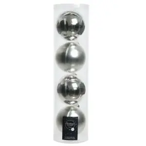 Decoris Season Decorations 4 kerstballen zilver glans 100 mm pas cher