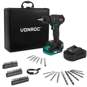 VONROC PRO Perceuse sans fil 20 V   Moteur sans balais   40 Nm Compren... pas cher